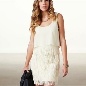1920’s flapper dress tassels cream